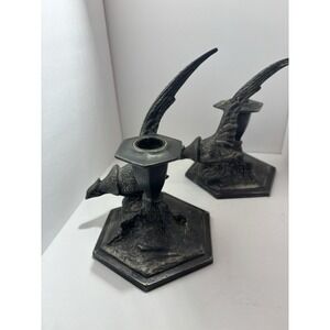 Antique American Weidlich Brothers Silver Plated Pheasant Candlestick Holders